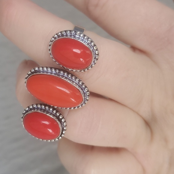 New Coral Double 925 Silver Knuckle Ring. - Picture 3 of 14